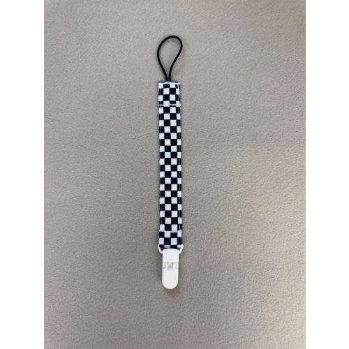 Black and White Checkered Pacifier Clip