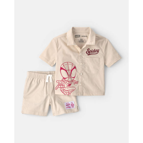 Baby Boy 2-Piece ©Marvel Spider-Man Top & Short Set - Khaki | Carter's