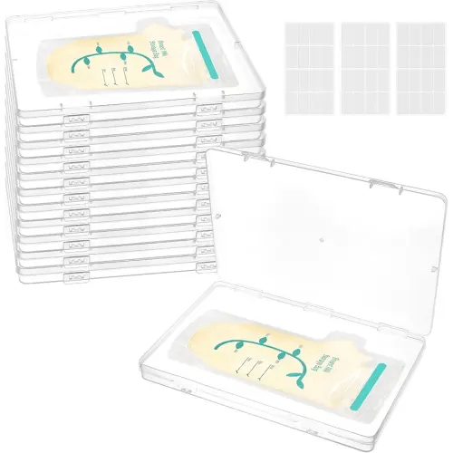 12 Pcs Clear Flat Breast Milk Freezer Storage Organizer with 48Pcs Small Labels Space Saving and Reusable Breastmilk Freezer Tray for Breastfeeding Bag Organization, 7.48 x 5.11 x 0.67 Inch