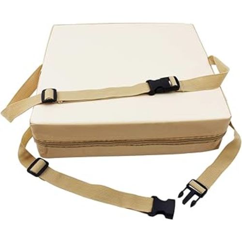 Dining Chair Heightening Cushion Portable Dismountable Adjustable Highchair Booster for Baby Toddler Kids Infant Washable Thick Chair Seat Pad Mat (Khaki+Brown)