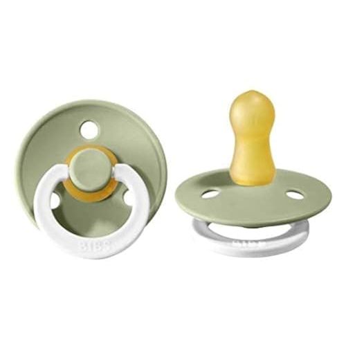 Bibs Pacifiers Color Collection, Set of 2 BPA-Free Latex Pacifiers Made in Europe, Round Nipple Baby Pacifier.