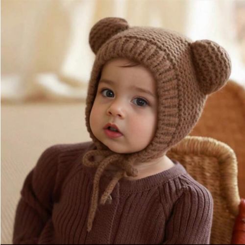 Baby Hat, Cute Korean Style Knitted Earflap Hat For Boys And Girls, Winter Warm Cap For Infant And Toddler 5-24 Months, 42-48cm