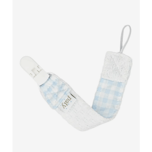 Paty Blue Gingham Pacifier Clip
