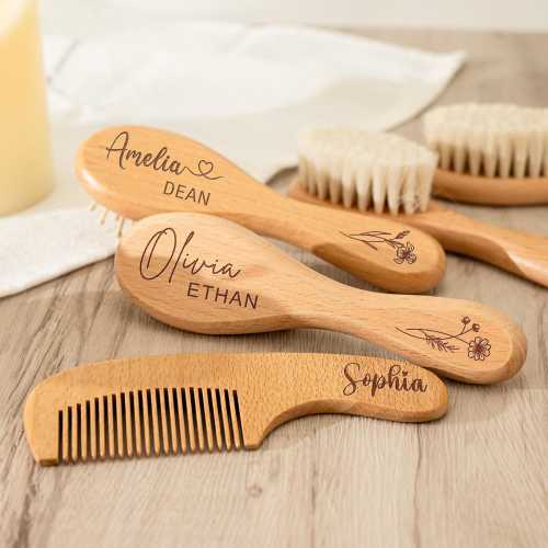 Personalized Wooden Baby Hairbrush,Custom Baby Soft Hair Brush,Engraved Baby Brush,Baby Keepsake Gift,Baby Shower,New Mom Gift,Newborn Gift