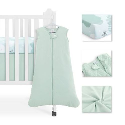 evolur Baby Pink & Heart Print 3-Piece Mini Crib Bedding Set, Soft and Breathable, Machine Washable, Includes Fitted Sheet, Comforter & Crib Skirt