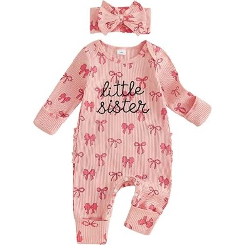 Baby Girl Clothes Newborn Little Sister Coming Home Outfit Long Sleeve Romper Jumpsuit Fall Winter Outfits Clothes