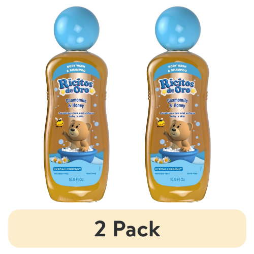 (2 pack) Ricitos de Oro 2-in-1 Baby Hair & Body Wash, Hypoallergenic Tear-Free, Chamomile & Honey, 16.9 fl oz
