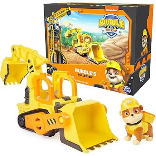 Rubble & Crew, Rubble’s Bulldozer Toy Truck with Movable Parts and a Collectible Action Figure, Kids Toys for Ages 3 and Up