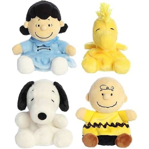 Aurora Peanuts Palm Pal Plush Bundle, Charlie Brown, Lucy, Woodstock and Snoopy