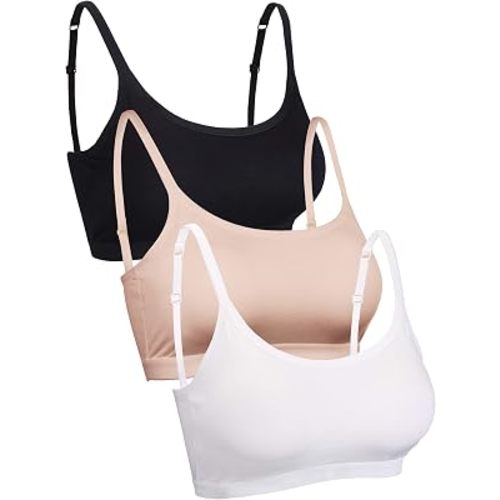 Blulu 3/6 / 12 Pcs Camisole Bra Wireless Padded Cotton Bralette Mini Cami Bras with Adjustable Straps for Women Girls