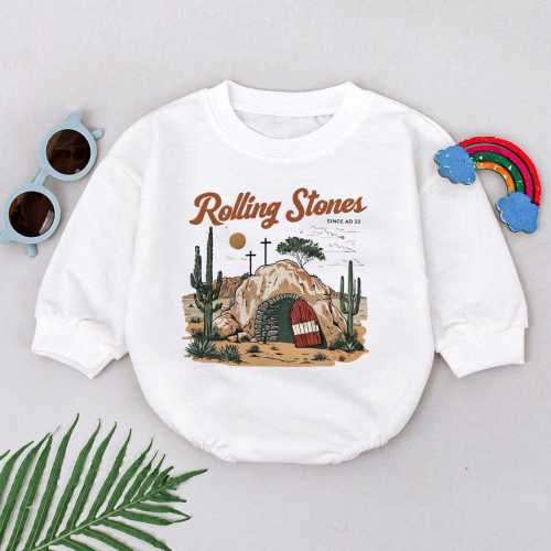 Handmade Rolling Stones Inspired Baby Bodysuit, Christian Easter Romper