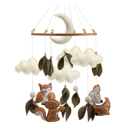 Woodland Animals Baby Mobile Handmade Forest Nursery Mobile Squirrel Owl Deer Woodland Crib Mobile