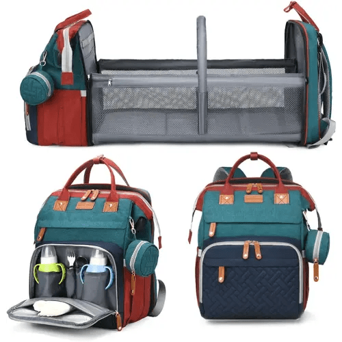 Jeryswet Baby Diaper Bags with Changing Station, Waterproof Large Capacity Diaper Bag Backpack for Moms Dads with USB Charging Port and Stroller Straps, Baby Shower Gifts, RGB