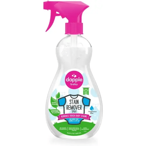 Stain Remover Spray by Dapple Baby, Fragrance Free, 16.9 Fl Oz Spray Bottle - Plant-Based & Hypoallergenic - Baby Laundry Stain Remover for Clothes & Cloth Diapers