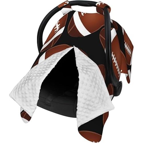 Brown Football On Black Car Seat Cover Baby Nursing Cover Up for Breastfeeding Stretchy Carseat Canopy Multi-Use Milk Snob 5 in 1 Cover Gifts for Mom and Baby