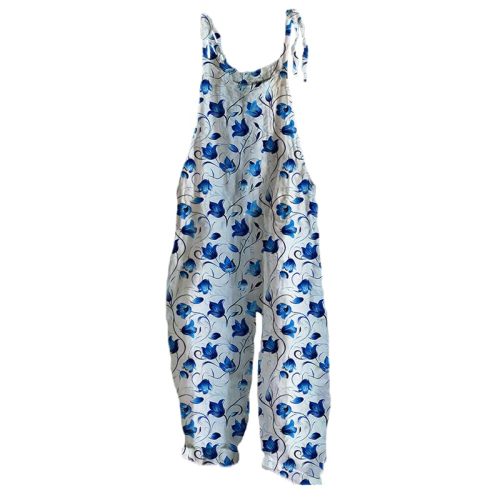 Bengbobar Jumpsuits For Women Casual Loose Summer Rompers Boho Floral Rompers Wide Leg Bib Overall with Pockets Womens Pants