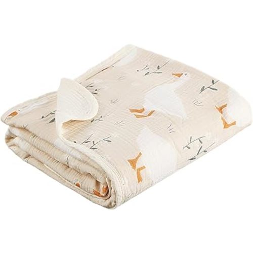 Beige Silly Goose Muslin Baby Blanket for Girls Boys 40x36 Inch