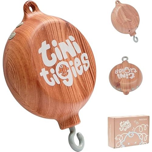 TINITIGIES Crib Mobile Motor - Baby Mobile Music Box with 3 Modes (Turn & Music, Turn Only, Music Only) Plays 12 Piano Lullabies (30 Min Auto Off) - Holder for DIY Clamp Mobile