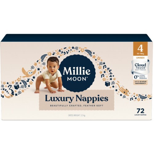 Millie Moon Luxury Nappies, Size 4, 72 Pack