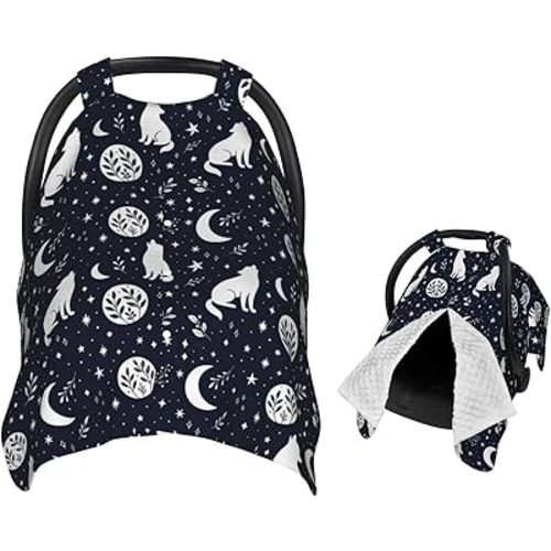 Wolf Star and Moon Baby Car Seat Canopy Nursing Cover for Newborn Car Seat Breastfeeding Covers Blanket Newborn Shower Gift