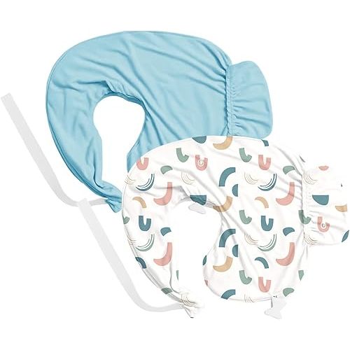 Nursing Pillow Cover 2-Pack, Fits Wrap-Around U-Shaped Nursing Support Pillows (22 x 16 x 5 in), Soft & Breathable, Easy On/Off – Covers Only