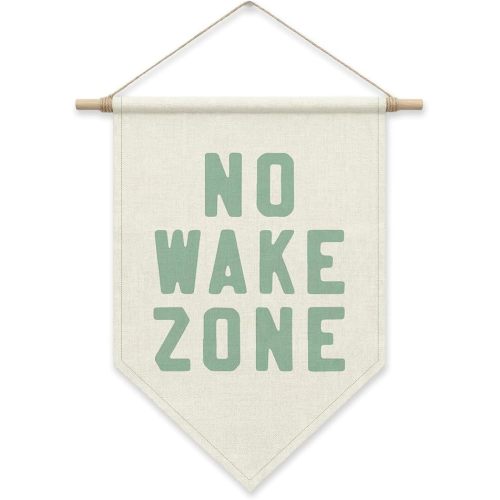 SHIEL-EVEN No Wake Zone Sign Wall Decor, Surfer Girl Boys Poster Hanger Banner, Surf Beach Coastal Nautical Wall Art for Playroom Nursery Home Bedroom Living Room