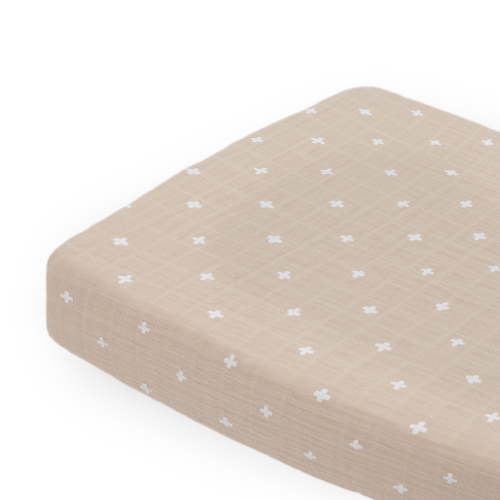 Little Unicorn Cotton Muslin Changing Pad Cover, Wipeable - Taupe Cross