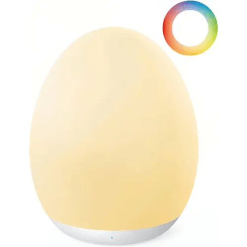 JolyWell Night Light for Kids, Baby Egg Light with 7 Colors Changing Mode & Stepless Dimming, Nursery Night Lamp BPA Free,Rechargeable Egg Night Light for Breastfeeding 1h Timer & Touch Control