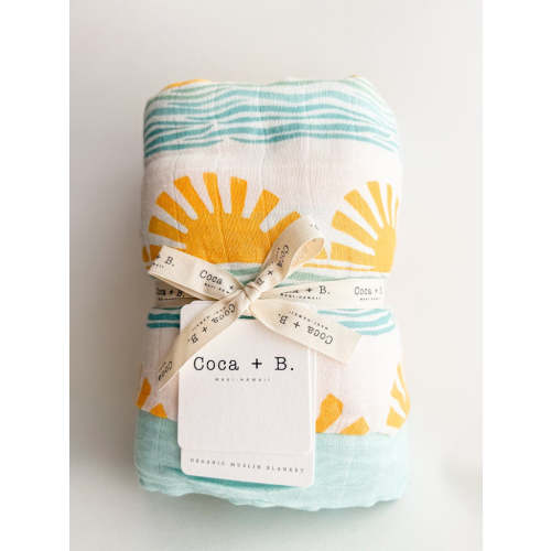 Sun + Wave 6-Layer Bamboo Blanket | Ocean Nursery Decor – Coca + B.
