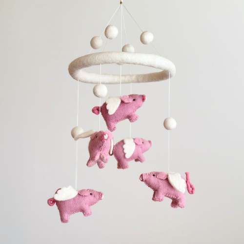Felt Baby Mobile - Flying Pig