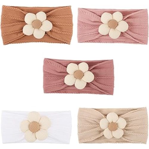 DRESHOW BQUBO Baby Nylon Headbands Flower Hairbands Soft Headband for Baby Girls Newborn Infant Toddlers Hair Accessories