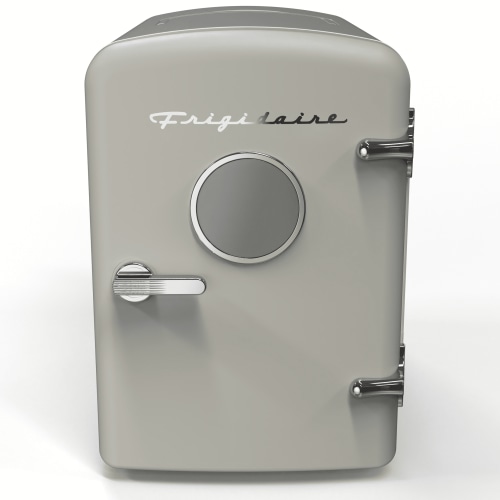 Frigidaire 4L Mini Fridge, 6-Can Retro Portable Cooler, Grey, Compact Personal Refrigerator for Skincare, Bedroom, Dorm & Office