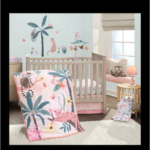 Enchanted Safari Leopard/Lemur Jungle 3-Piece Baby Crib Bedding Set – Lambs & Ivy