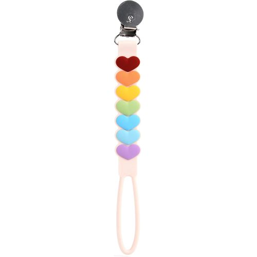 Loulou Lollipop Beadless Silicone Pacifier Clip (Sweetheart, Rainbow)
