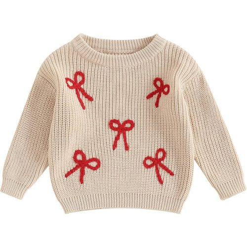 Toddler Baby Girl Strawberry Sweater Big Sis Letter Embroidery Knit Sweaters Crewneck Sweatshirt Fall Winter Clothes