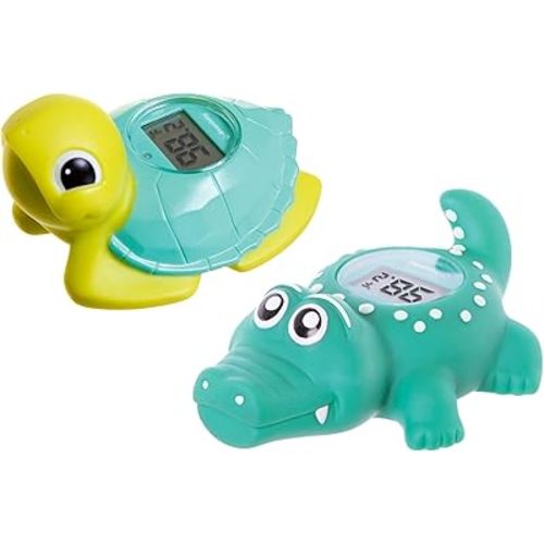 Dreambaby Turtle + Croc Baby Bath Thermometer - Instant Read Digital Thermometer for Water and Room Temperature