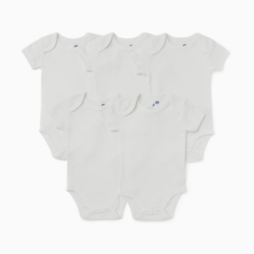 Small Story Short Sleeve Bodysuit Solid (5 Pack) - White, 3-6 M