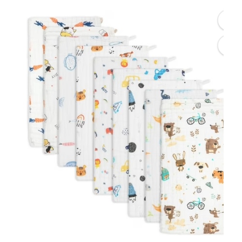10 Pack Muslin Burp Cloths for Babies, 100% Cotton, 20''X10'', 6 Layers, Super Soft, Absorbent
