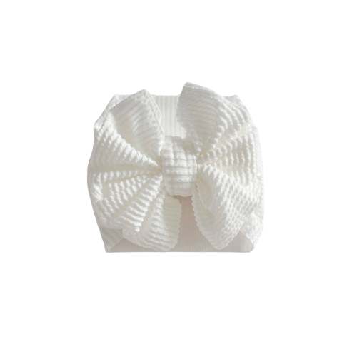 Ribbed Headwrap Bow- Off White