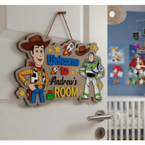 Personalized Toy Story Nursery Name Sign, Woody Rex Alien Kids Room Door Sign, Toy Story Room Sign, Kid Room Sign, Bedroom Sign Toy Story