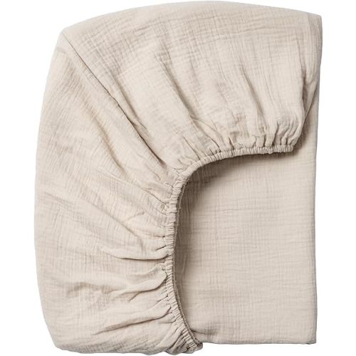 Meracorallo Muslin Fitted Crib Sheet, Soft and Breathable Baby Crib Sheet for Standard Crib and Toddler Mattresses, Beige
