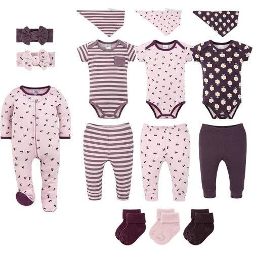 The Peanutshell 15pc Baby Clothes Set - Newborn, 3-6, 6-9 - Cherry Charm