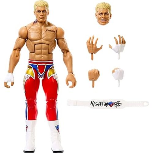 Mattel WWE Elite Collection Top Picks Action Figures & Accessories Set, 6-inch Collectible Cody Rhodes with Swappable Hands & Ring Gear