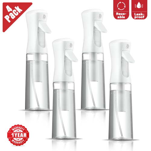 Continuous Mist Spray Bottle for Hair, Cleaning, Plants, Skin Care, Essential Oil, 4 Pack