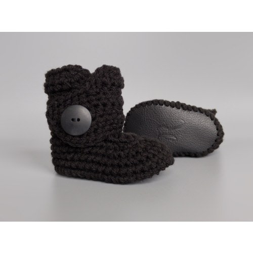 Black Baby Boots, Ebony Boy Shoes, Halloween Crochet Baby Booties, Leather Crib Shoes, Handmade Baby Boots, Fall Baby Booty, 0-3M to 12-18M
