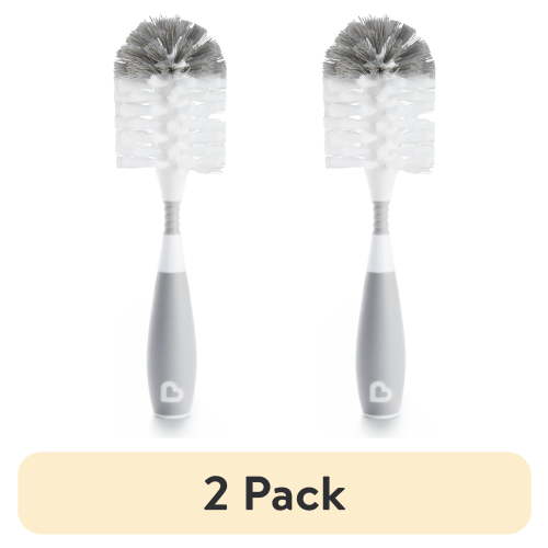 (2 pack) Munchkin Bristle Baby Bottle Brush, with Suction Base, Color May Vary