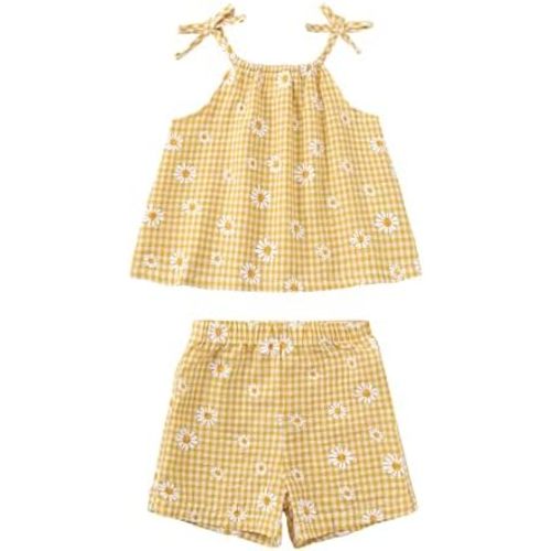 sweetabby Toddler Baby Girl Clothes Summer Outfits Cami Top Floral Shorts Set Toddler Clothes for Girls 12M-5T