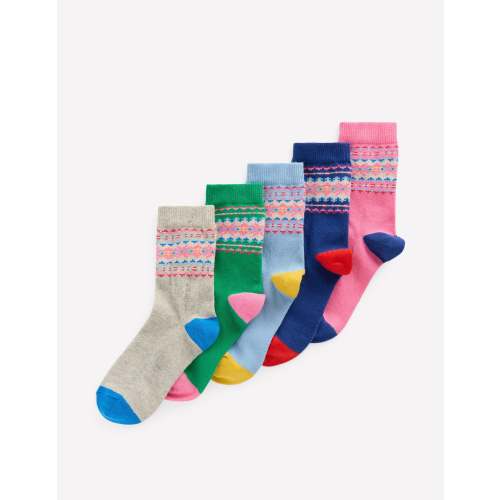 5-pack Fair Isle Socks-Multi Fair Isle
