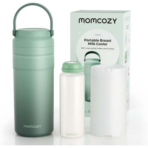 Momcozy Portable Breast Milk Cooler for Travel, 24H Ice-Free Cooling Breastmilk Storage Bottles Container, 12oz Leak Proof Outdoor Small Freezer