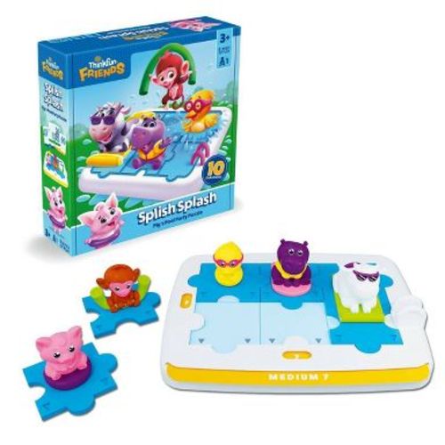ThinkFun Friends - SplishSplash Pig's Pool Party Puzzle Game: Creative Thinking, Problem Solving, Solo Board Game